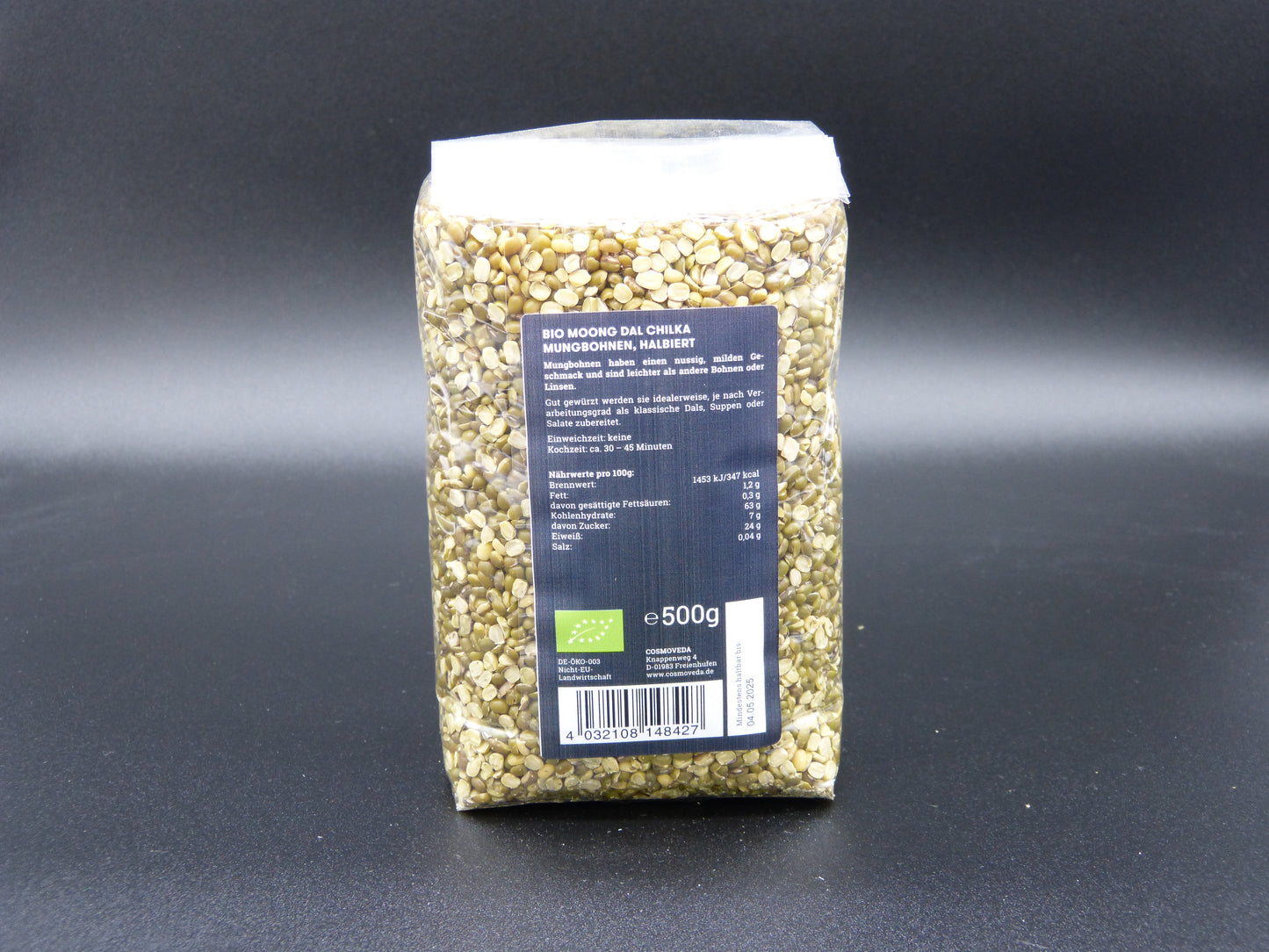 Moong Dal Chilka Mungbohnen halb
